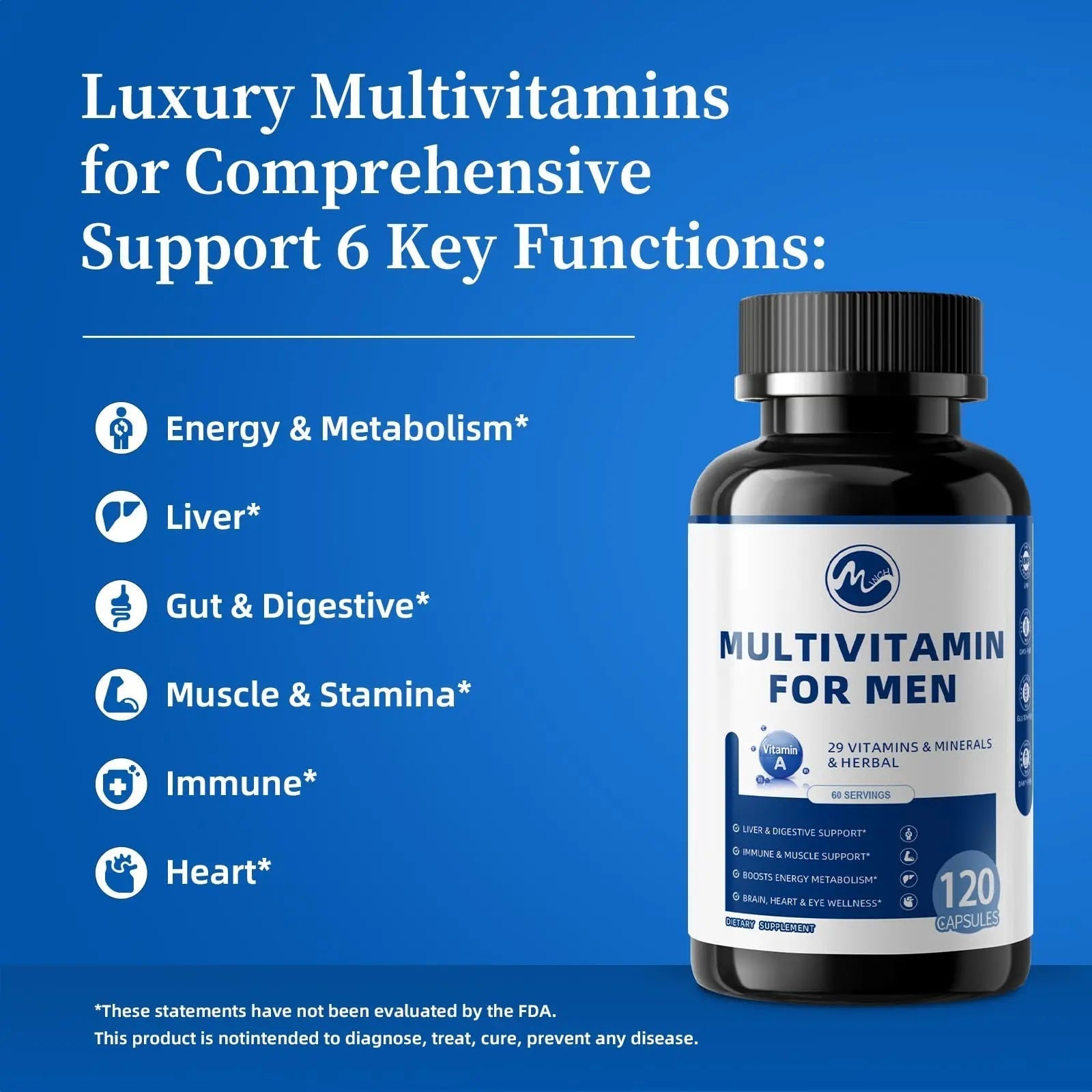 Multivitamin for Men - Methylated Multivitamin Supports Energy & Metabolism, Liver & Digestive*, Daily Men's Vitamins M inchAu supplements