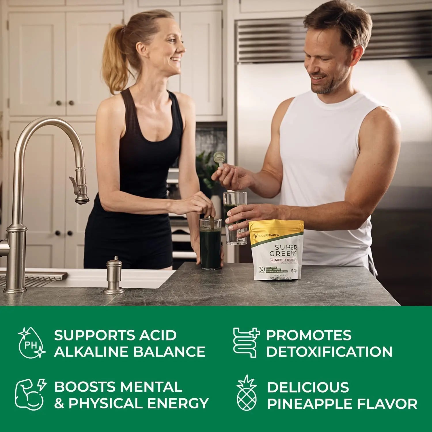 Transformation Super Greens Superfood Powder & Performance Insulated Shaker Bottle | Immune & Energy Support | Made with Natural Ingredients | Detoxifying & Alkalizing Minerals SPR BODYnz supplements