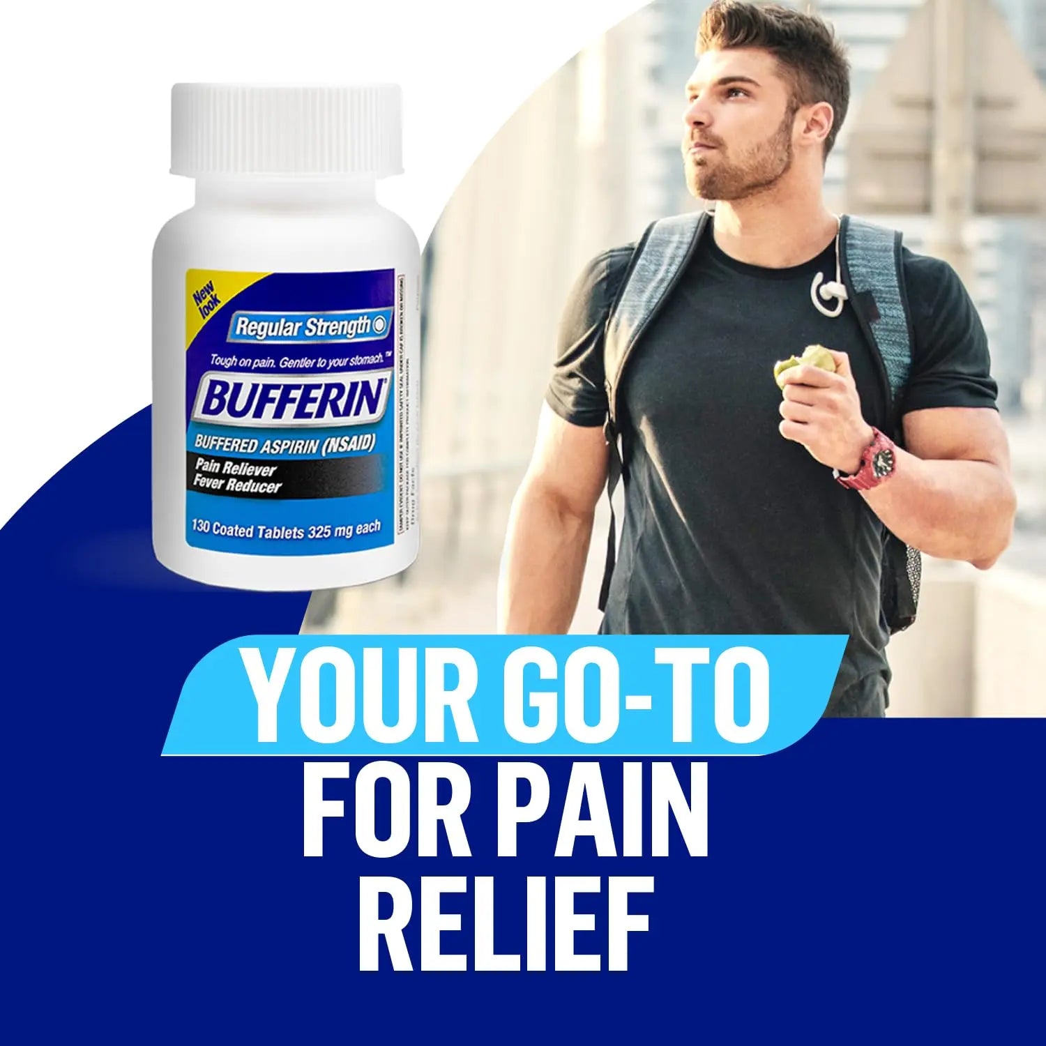 Bufferin Aspirin 325mg, Pain Reliever & Fever Reducer, with 3 Buffering Agents Relieves 7 Types of Pain: Headaches, Back Ache, Arthritis, Muscle Aches & More, for Adults, 130 Coated Tablets, 2-Pack BufferinAu supplements