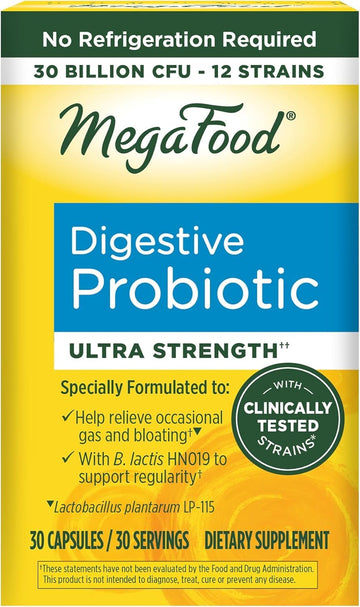 MegaFood Digestive Probiotic - 12 Strain Vegetarian Probiotics for Women & Men, 30 Billion CFUs, Support Gut Health, Probiotics for Digestive Health Help Relieve Occasional Gas & Bloating, 30 Capsules MegaFoodAu supplements