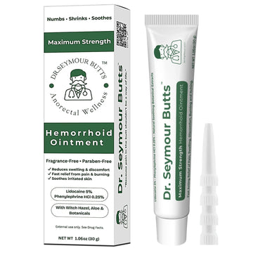 Dr. Seymour Butts Hemorrhoid Ointment – Lidocaine 5% Pain Relief for Burning, Itching & Irritation | External Hemorrhoid Care with Witch Hazel, Aloe & Botanical Support Dr. Seymour ButtsAu supplements