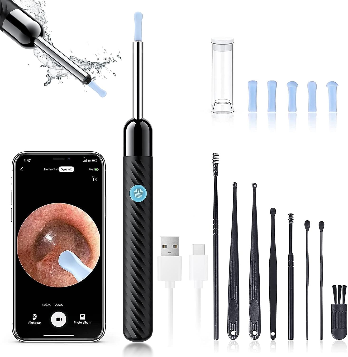 Ear Wax Removal - Earwax Remover Tool with 8 Pcs Ear Set - (Grey) LEIPUTUS supplements