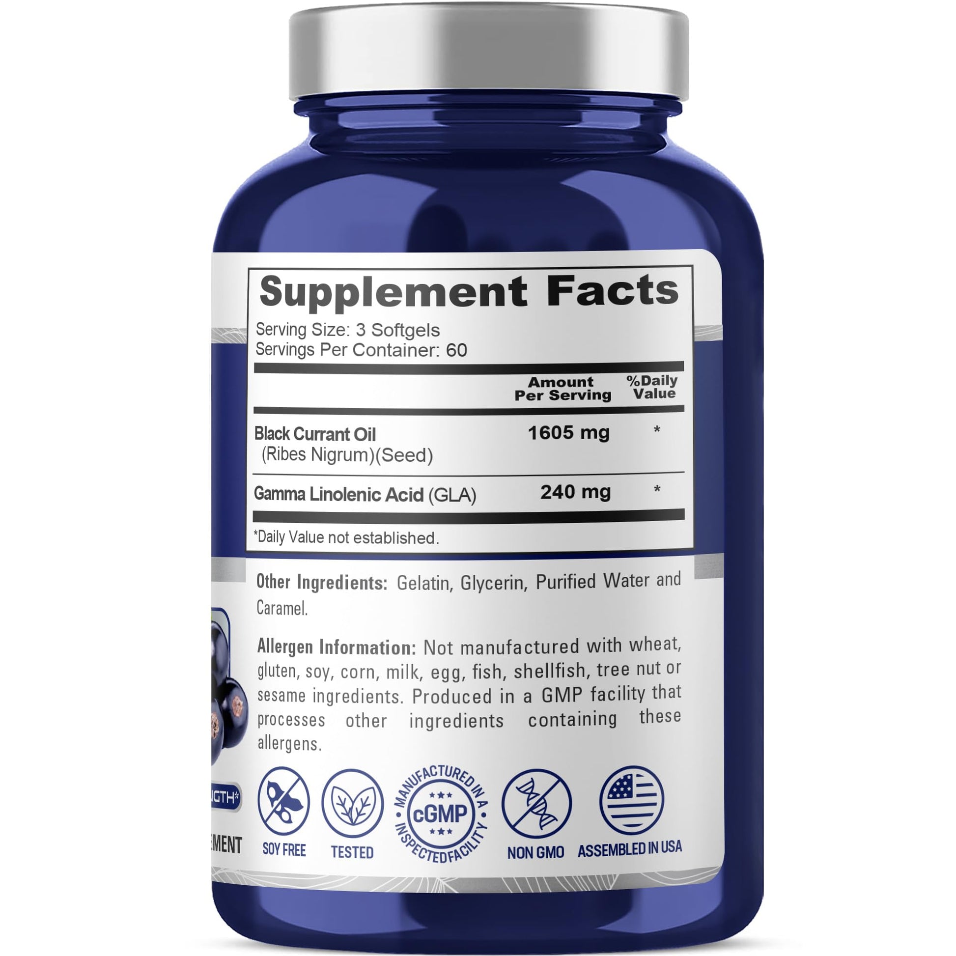 NusaPure Black Currant Seed Oil 1605 mg Gamma Linoleic Acid (GLA) 15% 180 Softgels (Non-GMO, Soyfree) NusaPureAu supplements