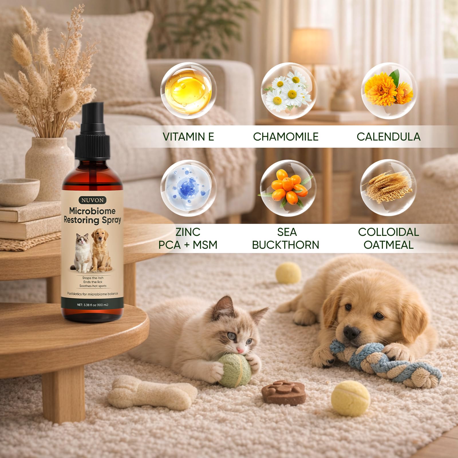 Wanciment NUVON Postbiotic Spray - Hot Spot Treatment for Dogs & Cats - Helps Alleviate Sensitive Skin, Scratching, and Licking of Coat - 3.38 fl oz WancimentAu supplements