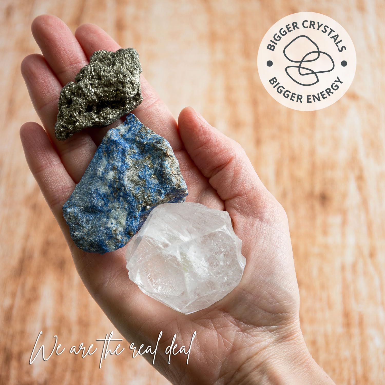 5PCS SAMSARI Abundance XL Crystals Healing Set - (Pyrite, Lapis Lazuli, Clear Quartz), 1 Palo Santo Stick SAMSARIAu supplements