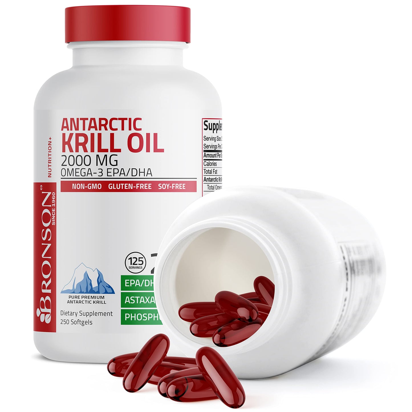 Bronson Antarctic Krill Oil 2000 mg with Omega-3s EPA, DHA, Astaxanthin and Phospholipi BronsonUS supplements