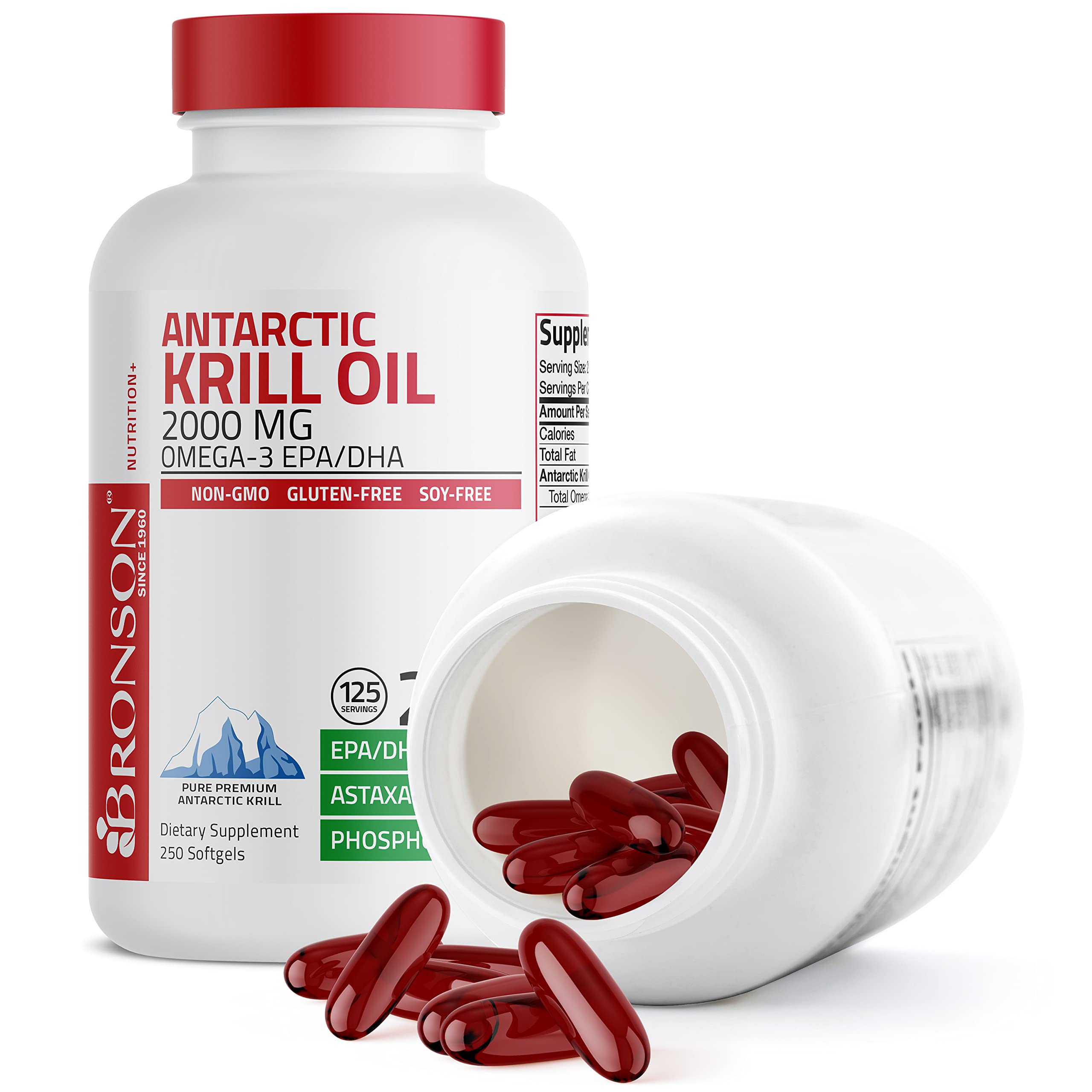 Bronson Antarctic Krill Oil 2000 mg with Omega-3s EPA, DHA, Astaxanthin and Phospholipi BronsonUS supplements