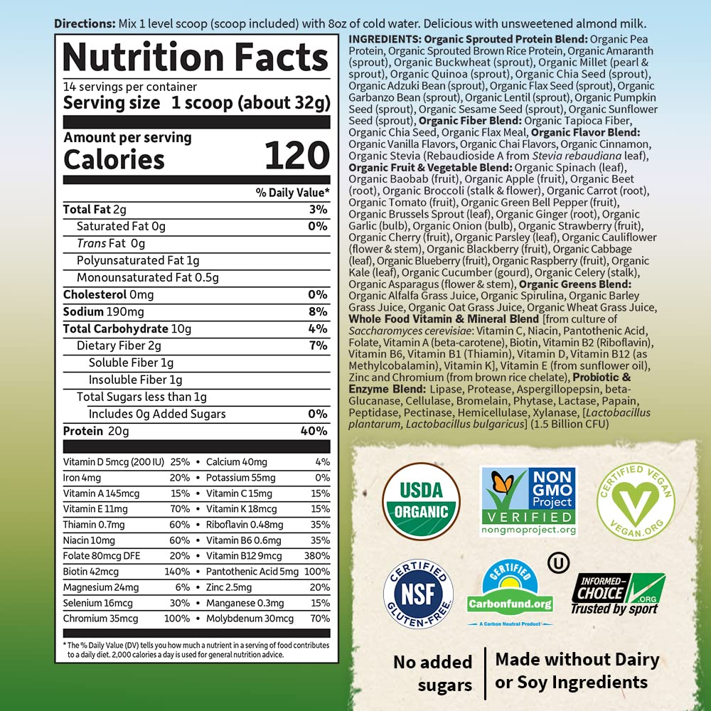 Garden of Life Meal Replacement Vanilla Chai Powder, 14 Servings Garden of LifeUS supplements
