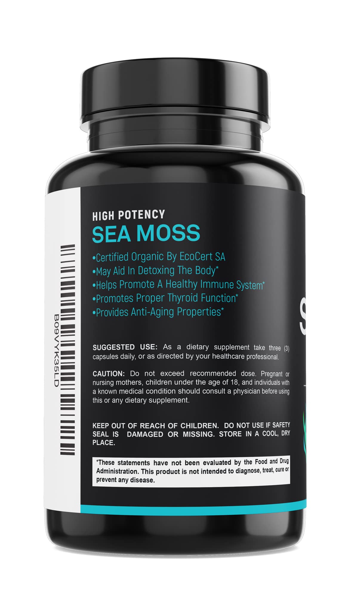 Certified Organic Sea Moss Capsules 2250mg Wildcrafted Irish Sea Moss Burdock Root SPARTISUS supplements