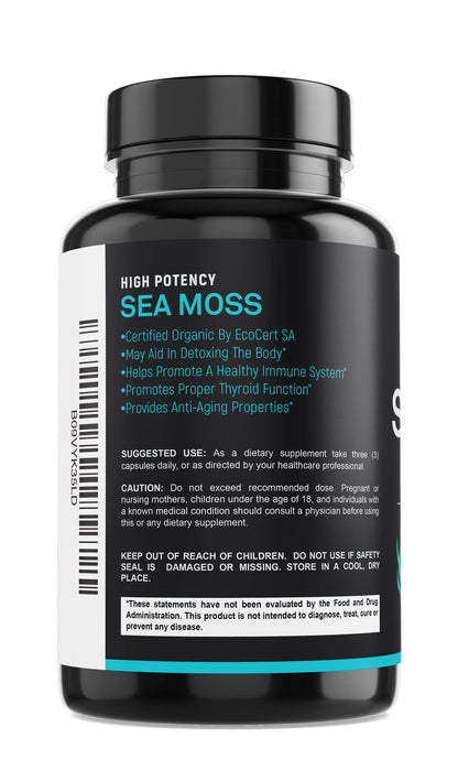 Certified Organic Sea Moss Capsules 2250mg Wildcrafted Irish Sea Moss Burdock Root SPARTISUS supplements