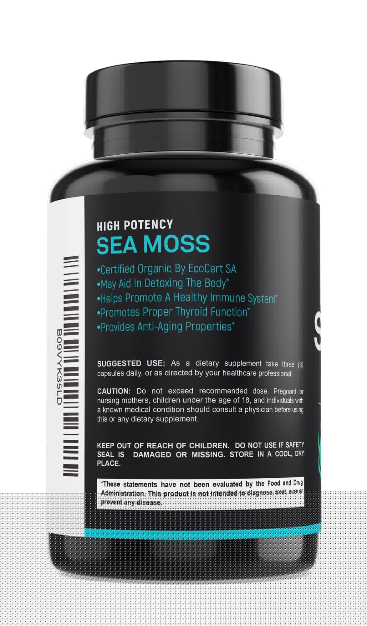 SPARTIS Certified Organic Sea Moss Capsules 2250mg Wildcrafted Irish Sea Moss Burdock Root Bladderwrack Supplement Raw Seamoss Pills & Powder (Pack of 1 at 180-Caps) SPARTISAu supplements