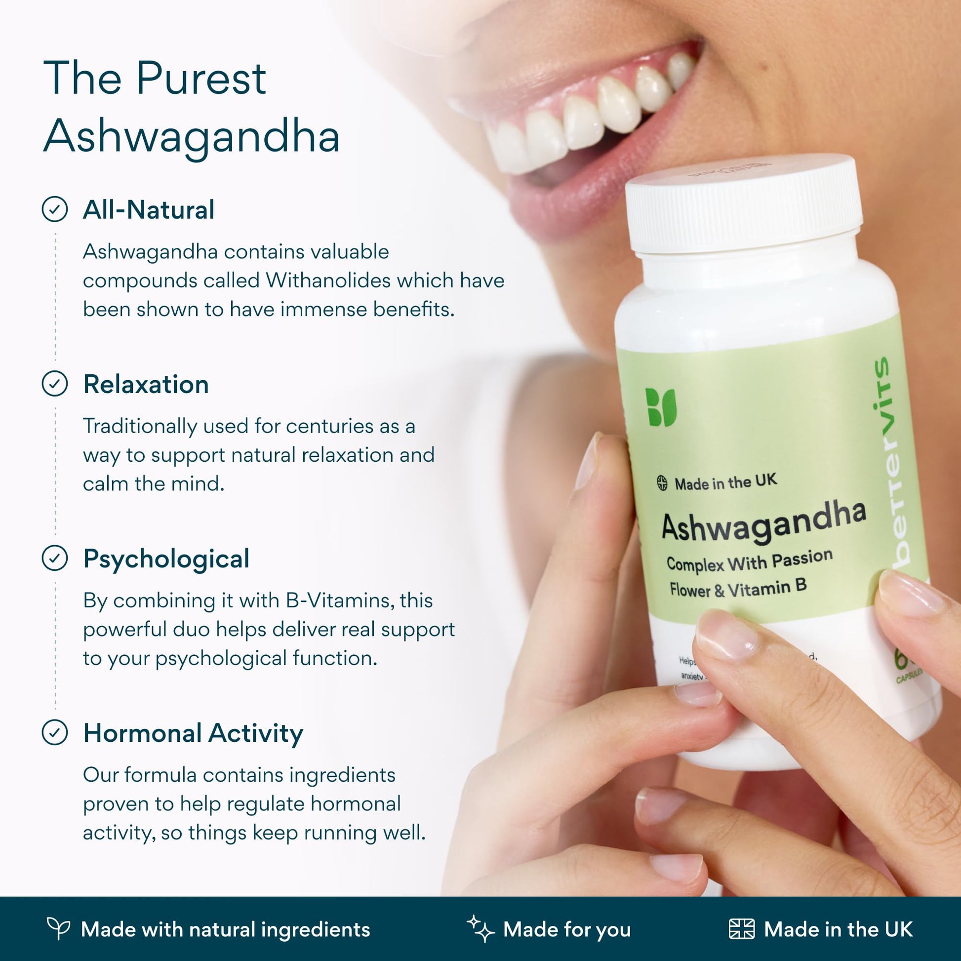 Bettervits Ashwagandha Complex with Passion Flower and Vitamin B – KSM-66® Organic Root Extract 800 mg – Supports Calm, Energy and Emotional Balance – 60 Capsules BettervitsAu supplements