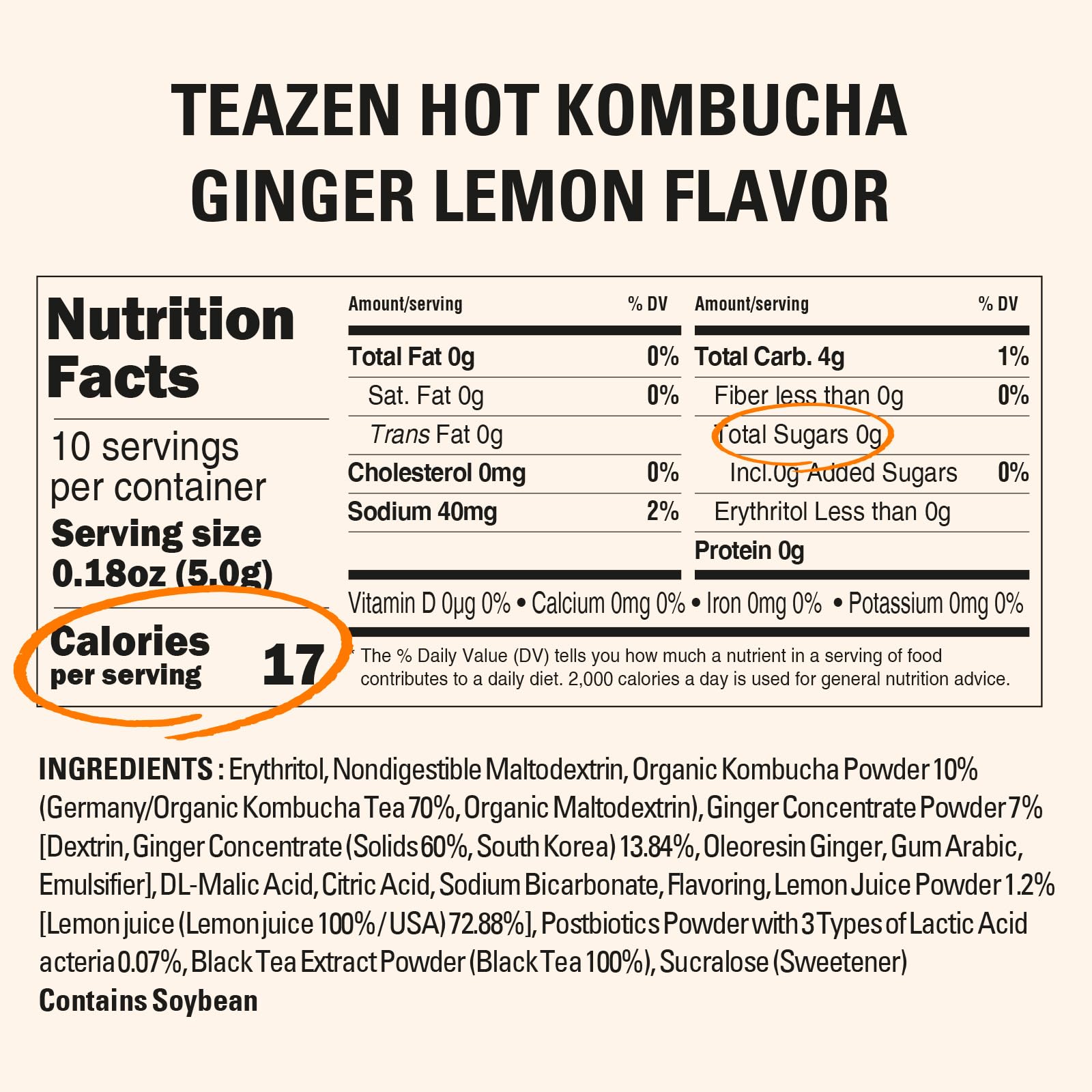 TEAZEN Lemon Ginger Hot Kombucha Tea, Live Probiotics & Postbiotics, Relaxation and Warmth for Colds and Sore Throat, Hydration Drink Mix, Sugar Free, 30 Sticks, 5.29oz TEAZENAu supplements