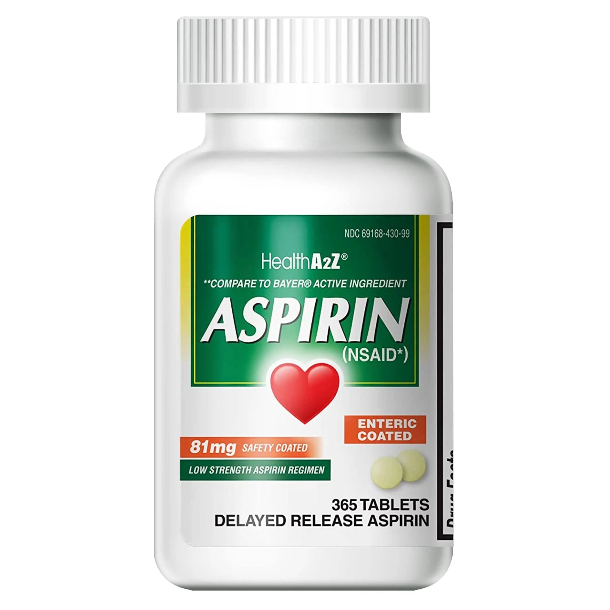 HealthA2Z® Aspirin 81 mg | Low Strength | Enteric Coated | Pain Relief | Reduces Minor Aches Muscle Pain & Cramps | Fever Reducer | Reduces Headache (365 Counts) HealthA2ZAu supplements