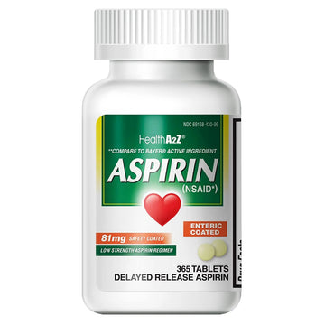 HealthA2Z® Aspirin 81 mg | Low Strength | Enteric Coated | Pain Relief | Reduces Minor Aches Muscle Pain & Cramps | Fever Reducer | Reduces Headache (365 Counts) HealthA2ZAu supplements