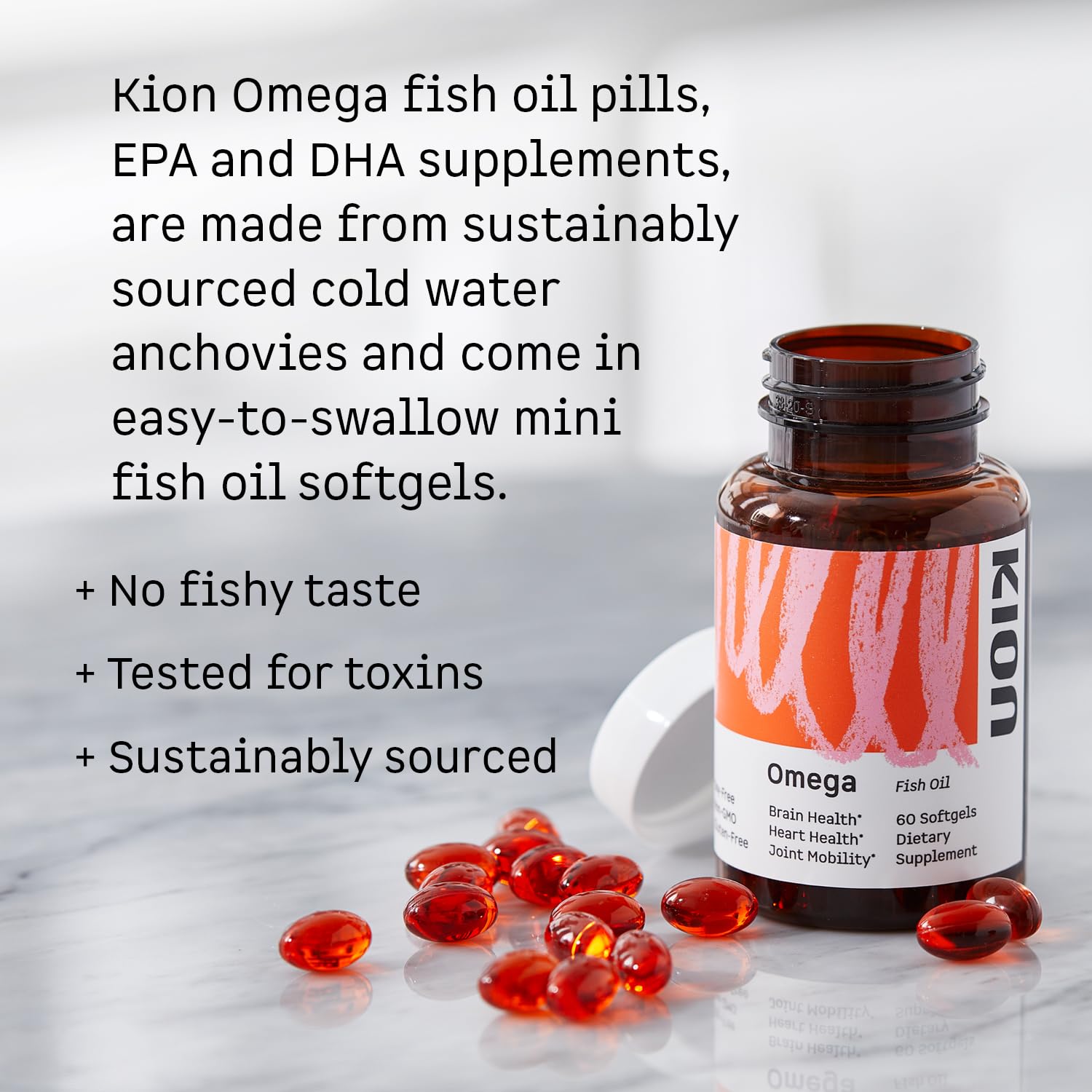 Kion Omega - Omega 3 Fatty Acid Supplements - DHA Supplements - Mini Fish Oil Softgels - Omega 3 DHA EPA Fish Oil Pills - Fish Oil 1,000 mg - 30 Servings KionAu supplements
