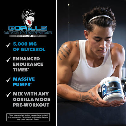 Gorilla Mind Hydroprime Glycerol Pre-Workout - Hydrating Pre-Workout Formula for Intense Gorilla MindUS supplements