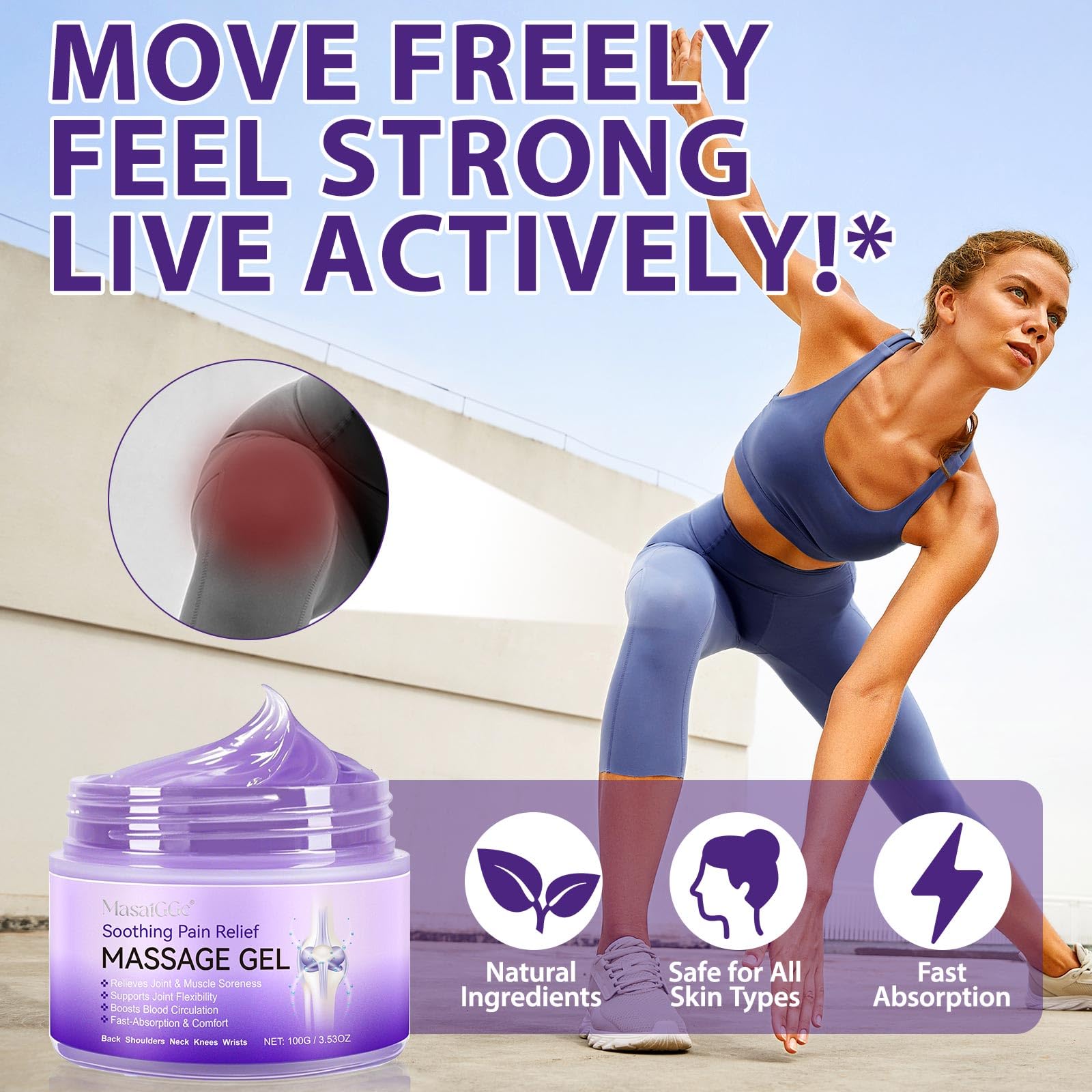Soothing Massage Gel - Joint Massage Purple Gel, Natural Ingredients & Fast-Absorbing for Soothing Joint, Shoulder, Knee, Back & Muscle Stiffness GTZSXNPAu supplements