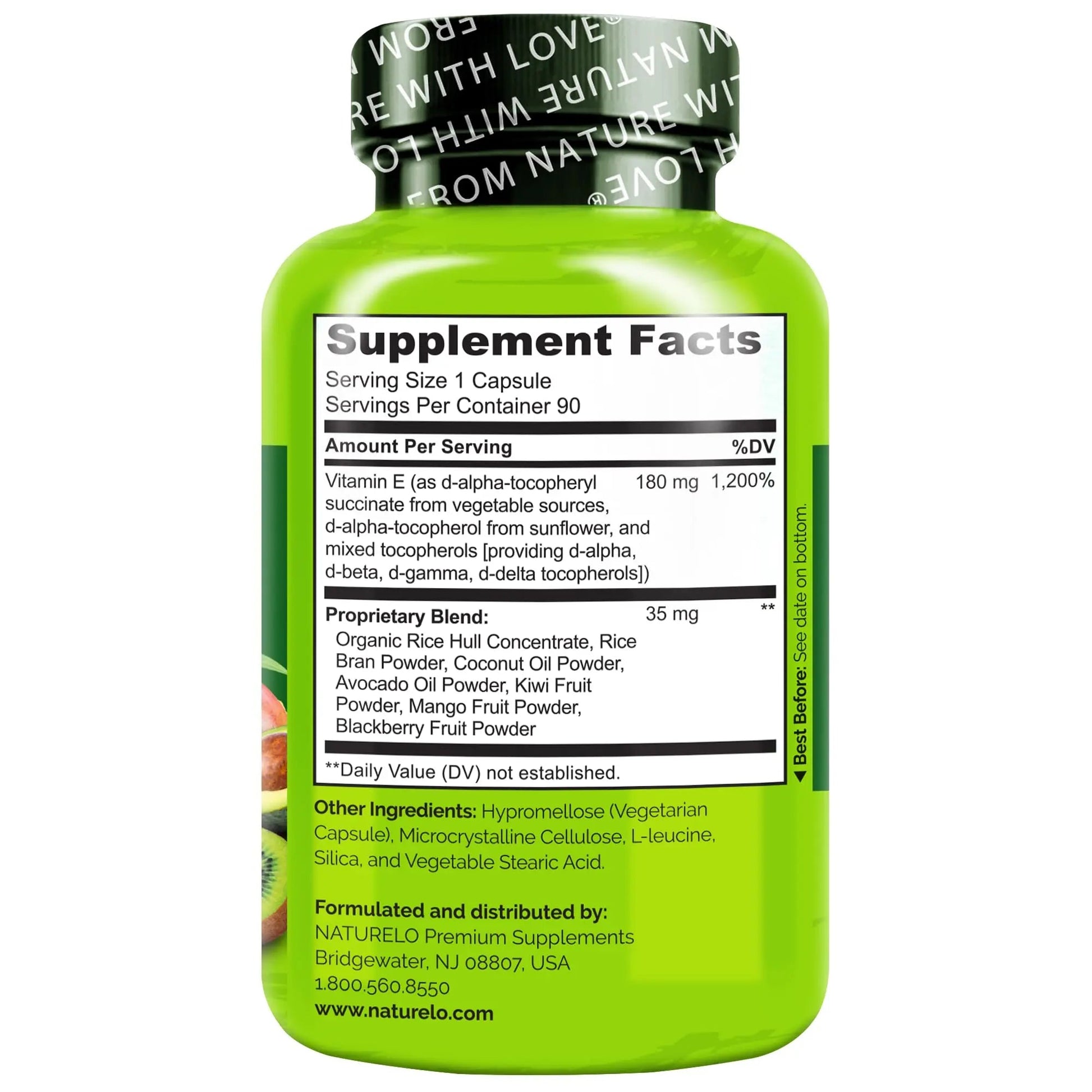 NATURELO Vitamin E Capsules 180 mg - 90 Vegan Capsules | Supports Skin, Hair, and Nails | Immune and Eye Health | NATURELOAu supplements