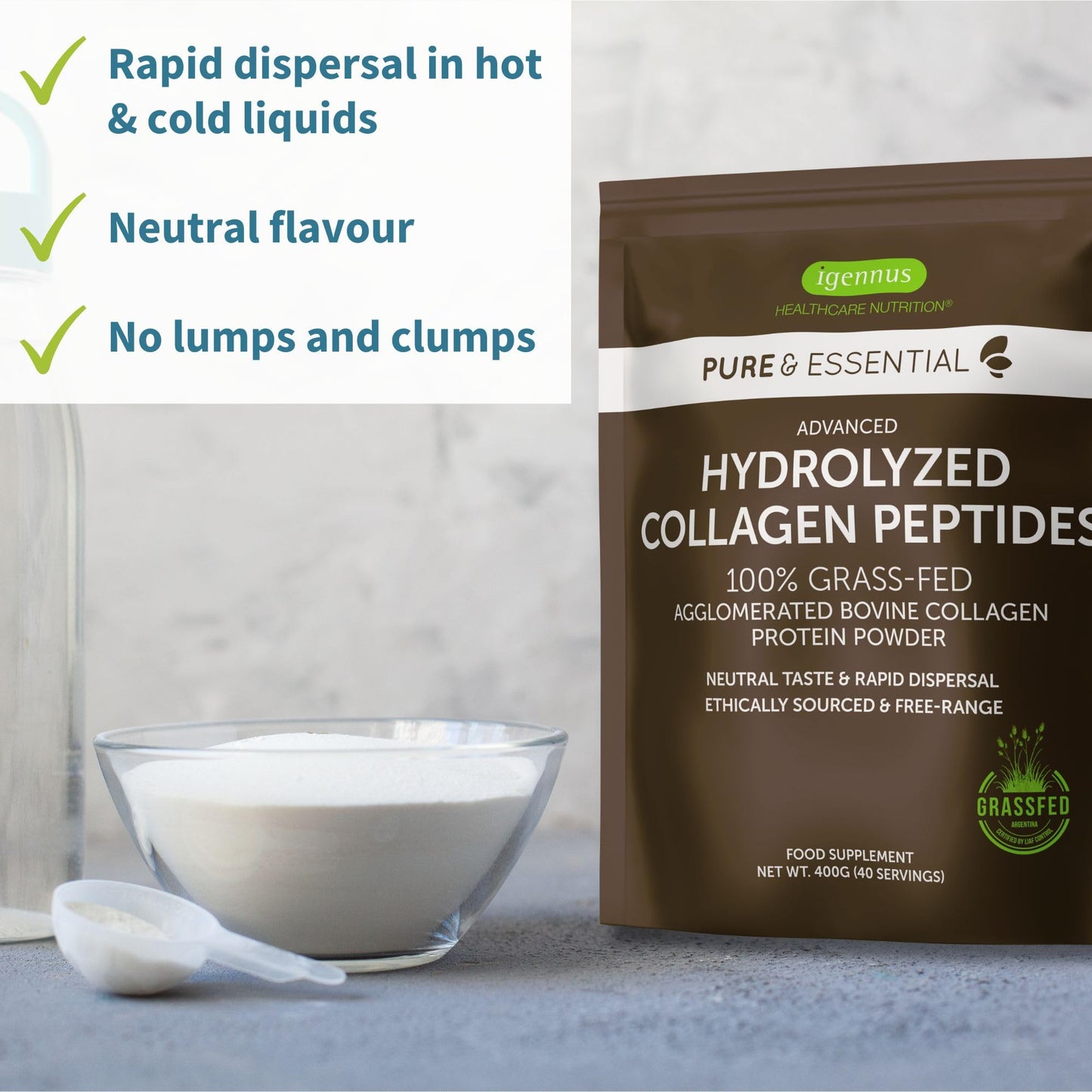 Advanced Hydrolysed Collagen Peptides, 100% Grass Fed & Ethically Sourced Igennus Healthcare NutritionUS supplements