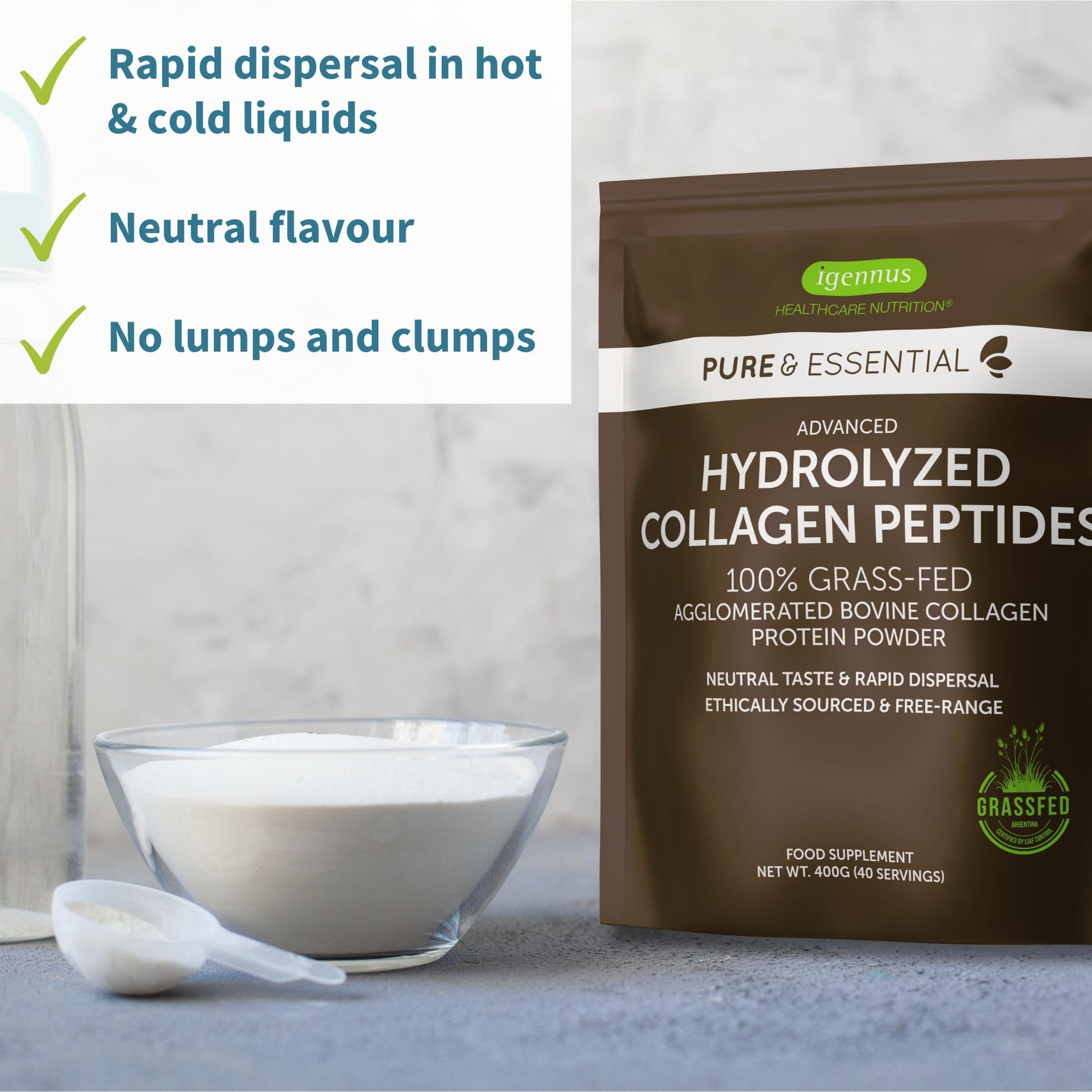 Advanced Hydrolysed Collagen Peptides, 100% Grass Fed & Ethically Sourced Igennus Healthcare NutritionAu supplements