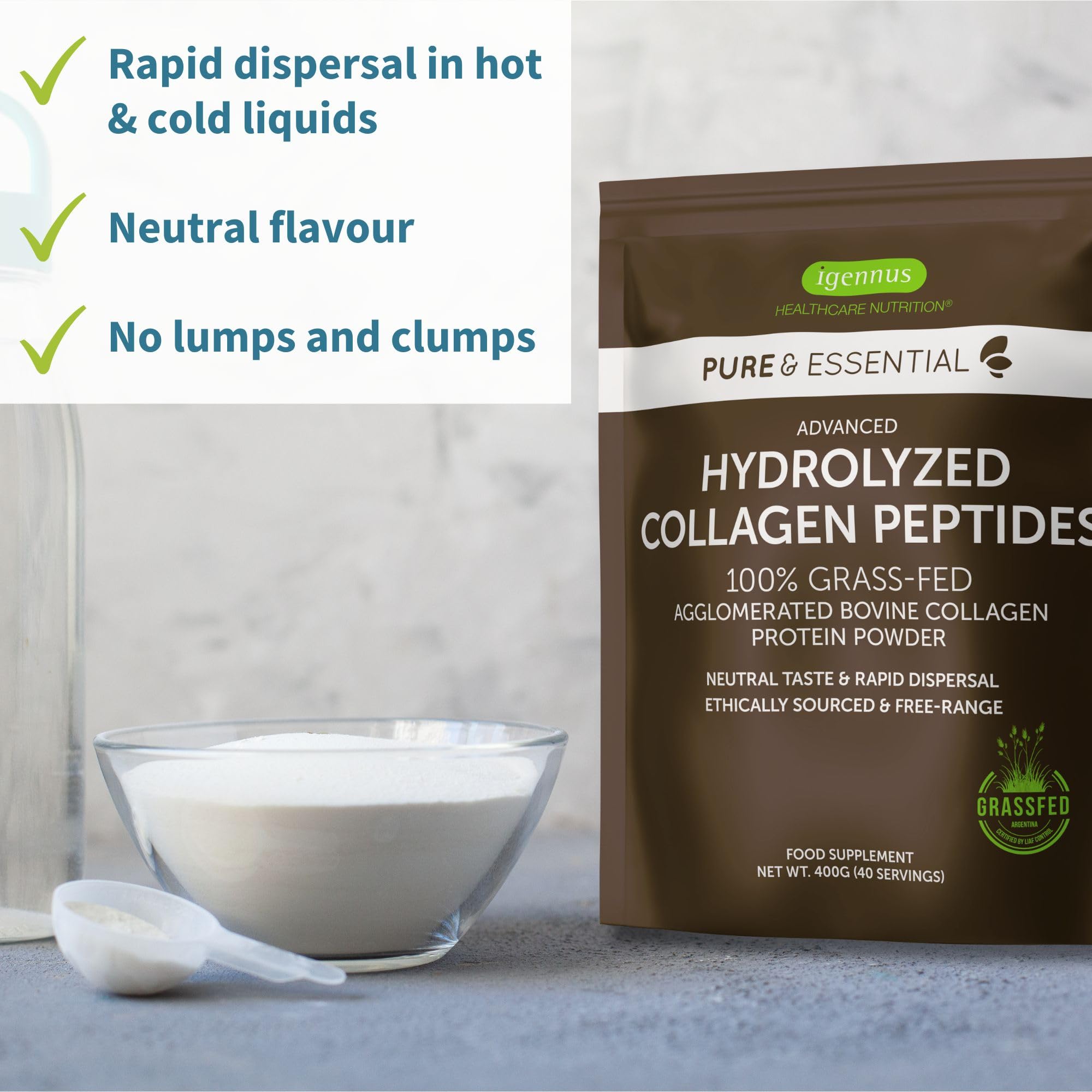 Advanced Hydrolysed Collagen Peptides, 100% Grass Fed & Ethically Sourced Igennus Healthcare NutritionAu supplements
