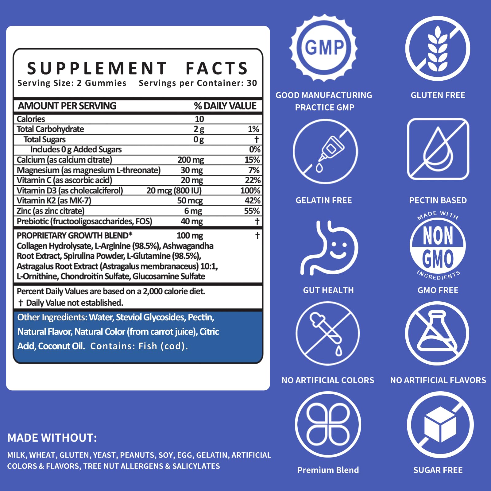 Height Growth Gummies for Kids & Teens – Sugar Free – Calcium, Prebiotic FOS, Magnesium, Vitamin D3, K2, Zinc, Ashwagandha – Bone Strength, Gut Health & Height Support Multivitamin – Strawberry Flavor CheeryLeafAu supplements