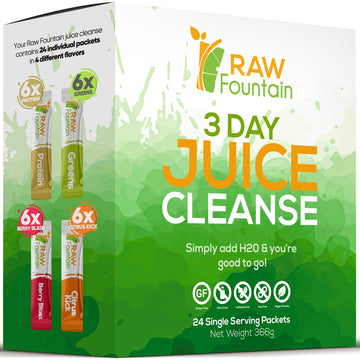 Raw Fountain 3 Day Juice Cleanse Detox, Weight Management Program, 24 Powder Packets Raw FountainAu supplements