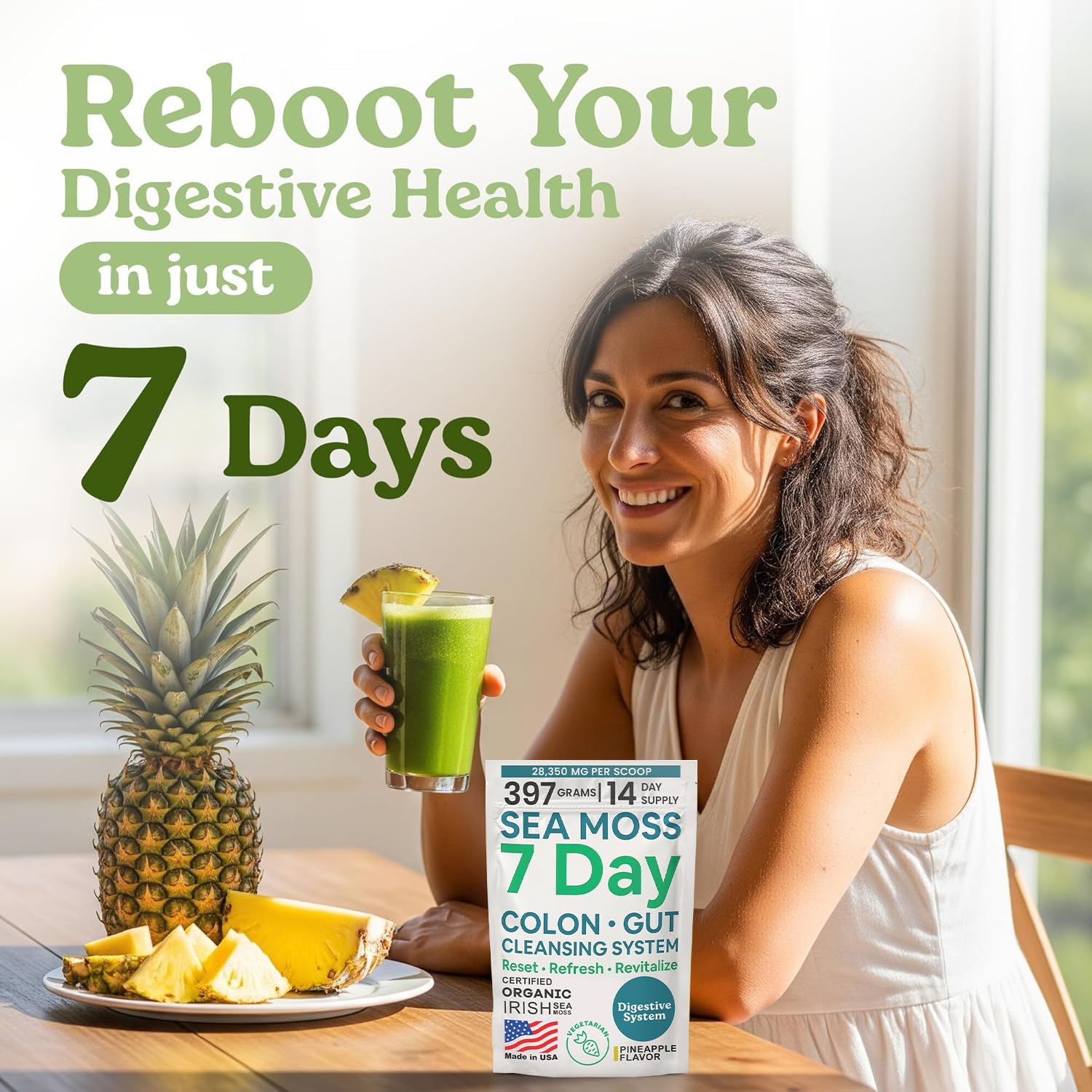 Atlantic Naturals Sea Moss 7-Colon Cleanse Powder | Formulated with Psyllium Husk, Fiber, & Senna Powder | Supports Immune & Gut Health for Women & Men, Pineapple Flavor Drink Mix, 14 oz Atlantic NaturalsAu supplements