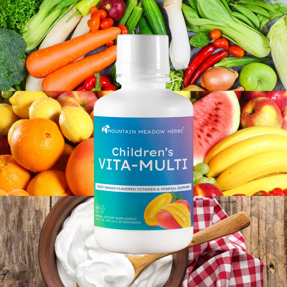 Mountain Meadow Herbs Children's Vita-Multi: Blended Vitamin & Mineral Supplement - Fast Absorbing Liquid Kids Vitamins with Fruits, Greens, and Eye-Protecting Lutein (16 oz.) Mountain Meadow HerbsAu supplements