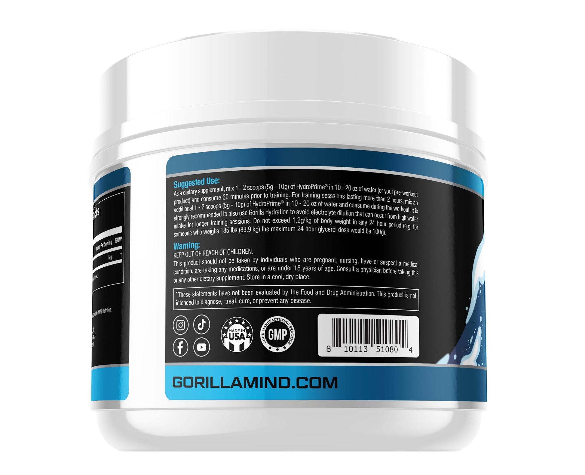 Gorilla Mind Hydroprime Glycerol Pre-Workout - Hydrating Pre-Workout Formula for Intense Gorilla MindAu supplements