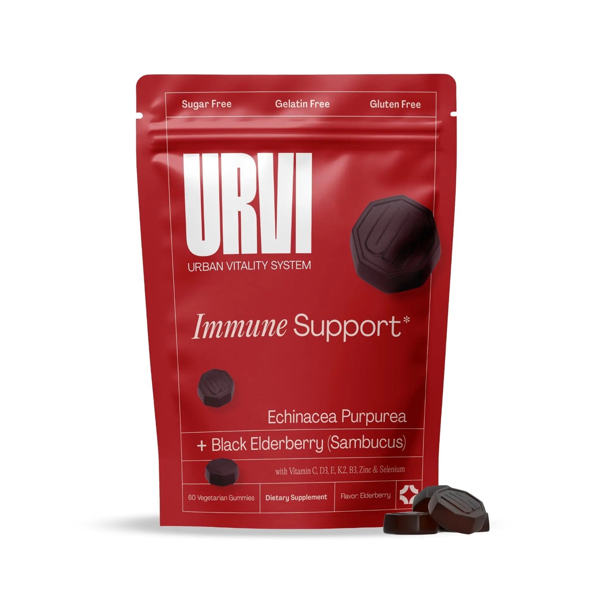 URVI® Immune Support Gummies - Vitamin C, D3 K2, E, Niacin, Zinc & Selenium with Elderberry & Echinacea URVIAu supplements