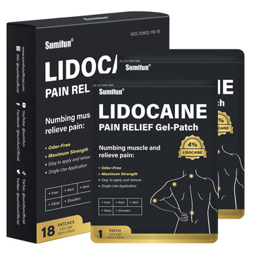 Sumifun 4% Lidocaine Patches, Long Lasting Plaster Patch for Knee, Shoulder, Muscle, Joints with Natural Ingredients, Extended Patch with Lidocaine (Large, Count, 18) SumifunAu supplements
