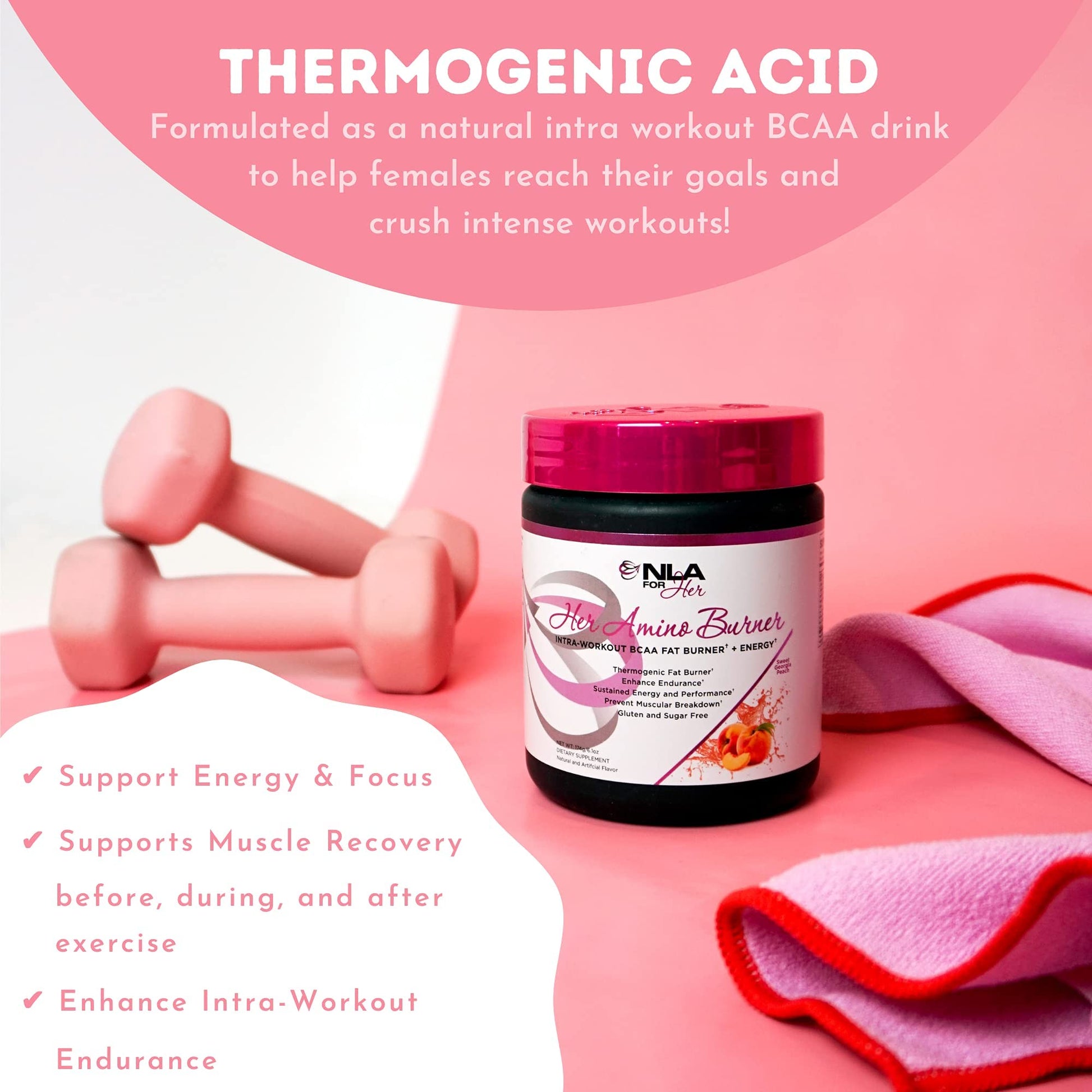 NLA for Her Pre/Intra Workout Stack (Includes Her Thermogenic Amino Georgia Peach NLA for HerAu supplements