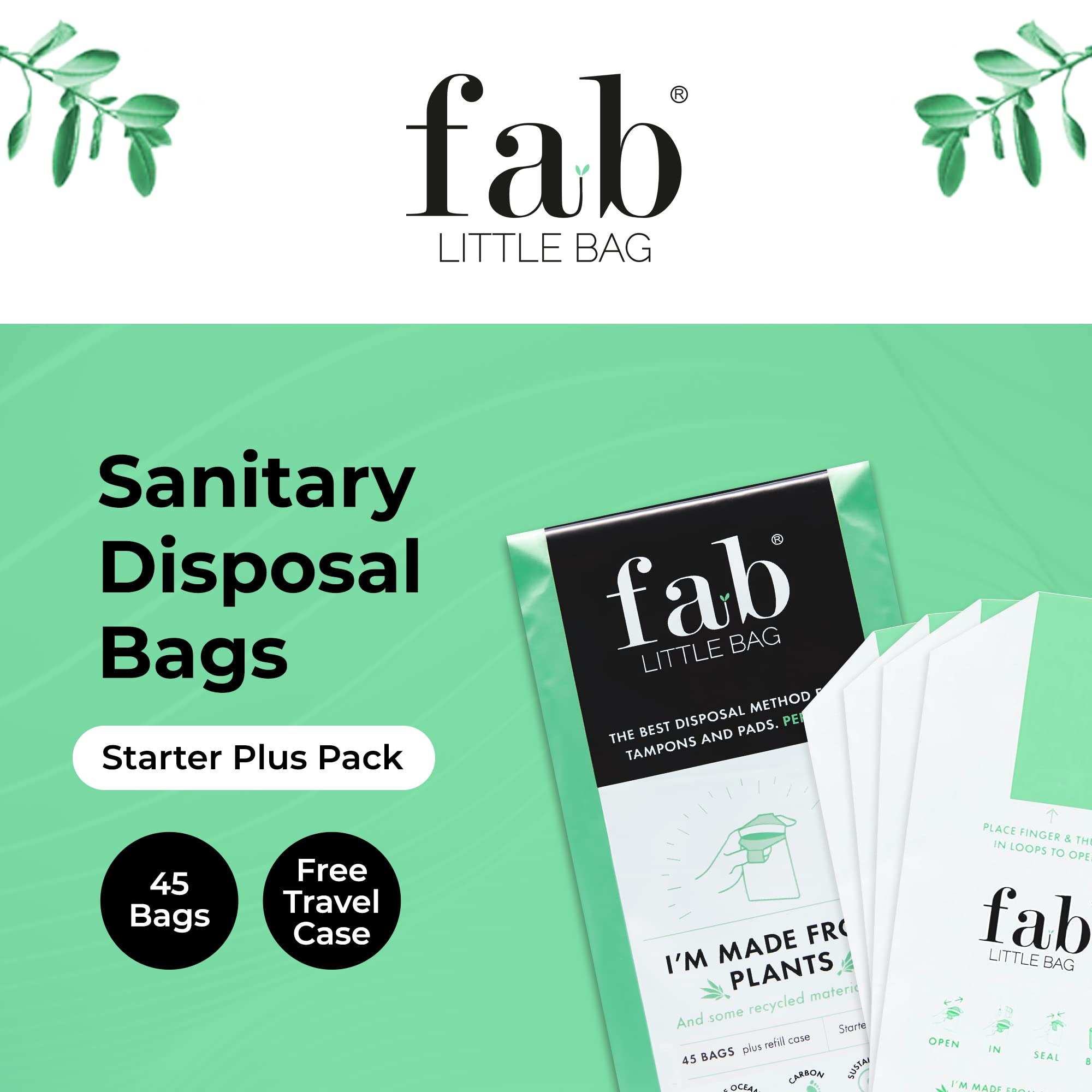 Fab Little Bag Starter Plus Pack - 45 Sanitary Disposal Bags Plus Recyclable Refill Pack Fab Little BagAu supplements