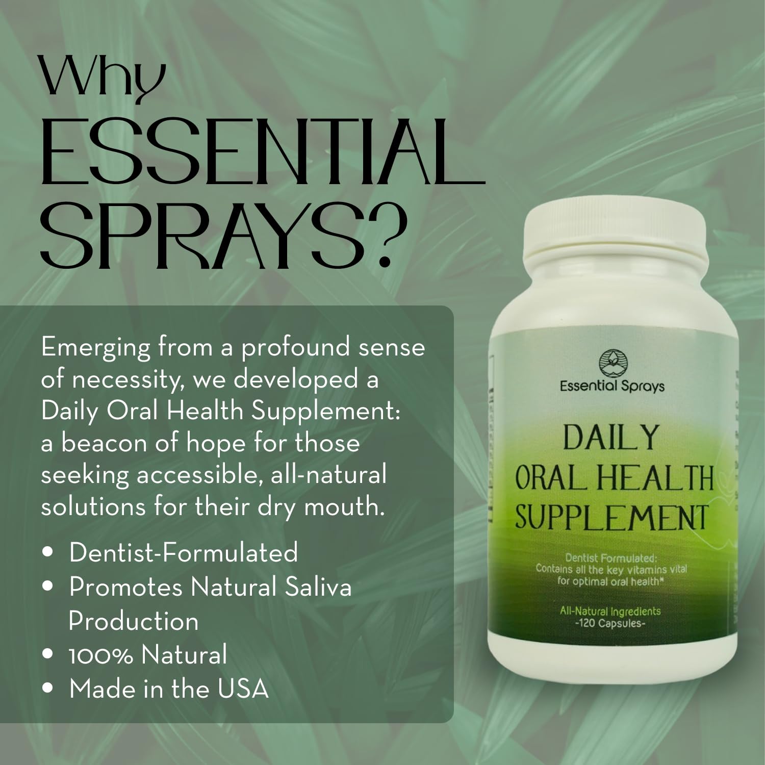 Essential Sprays Daily Oral Health Supplement - 30 Servings - Dentist Formulated Advanced Holistic Approach with L-Lysine, Niacin, Thiamin, & Vitamins for Men & Women Essential SpraysAu supplements