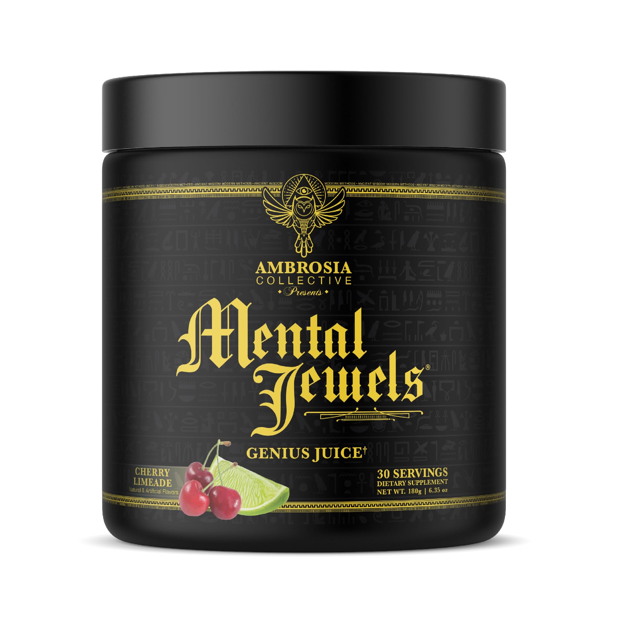 Ambrosia Mental Jewels Nootropic Brain Supplement Powder | Alpha GPC, Bacopa & Phosphatidylserine | Memory, Focus & Concentration Support | 30 Servings | Cherry Limeade AmbrosiaAu supplements