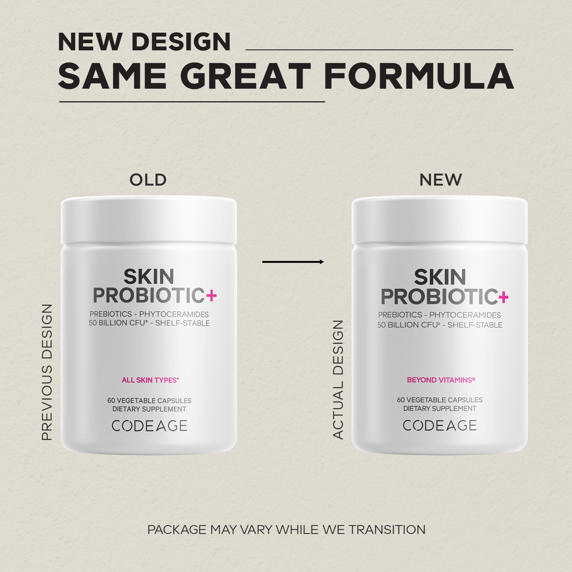 Codeage Skin Probiotics + Prebiotics - Skin Care Routine Supplement - 50 Billion CFU - Ayurvedic Botanical Herbs - Face Probiotics - Shelf Stable Cleanser, Non-GMO, Vegan - 60 Capsules CodeageAu supplements