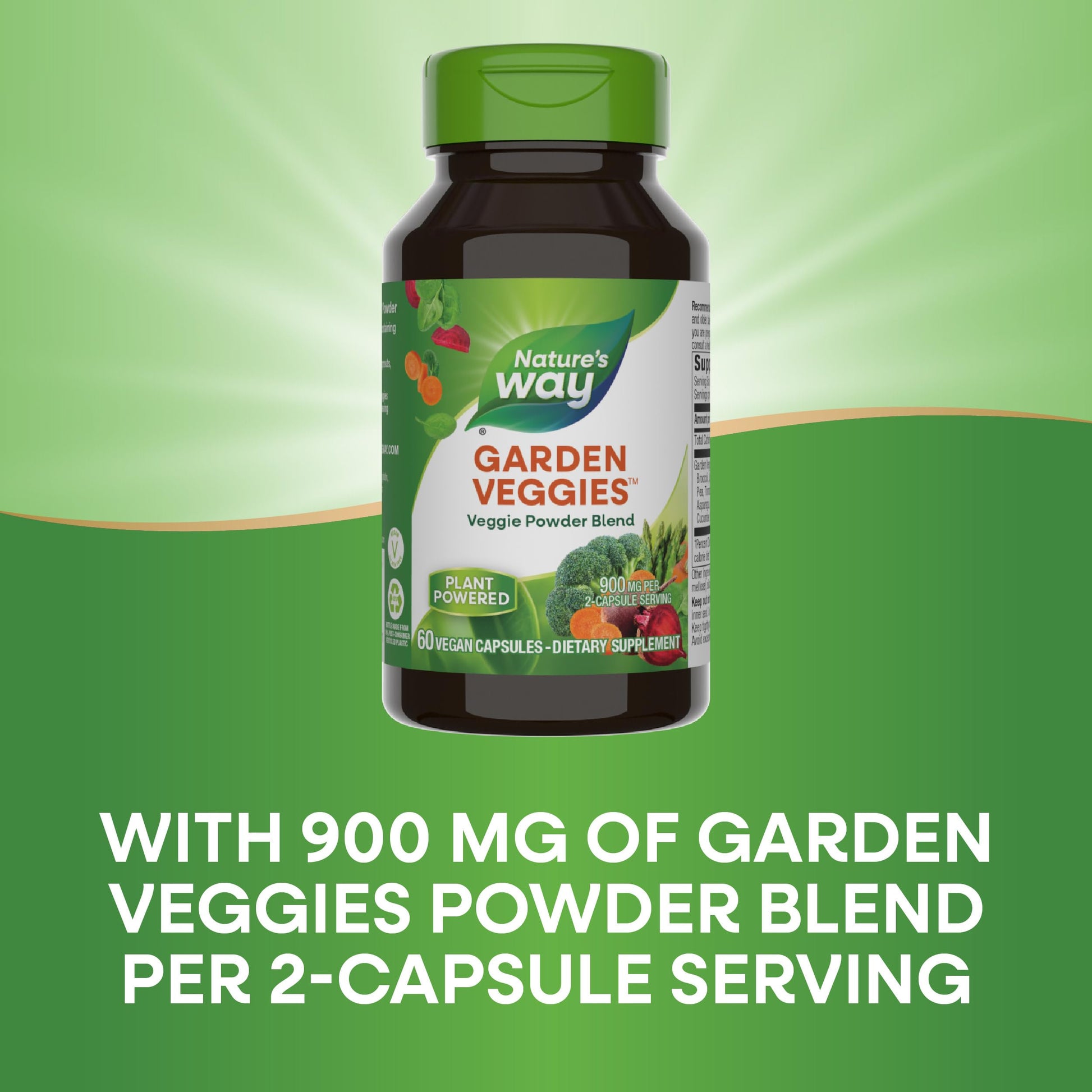 Nature's Way Garden Veggies, Veggie Powder Blend, 900 mg per 2-Capsule Serving, 60 Vegan Capsules Nature's WayAu supplements