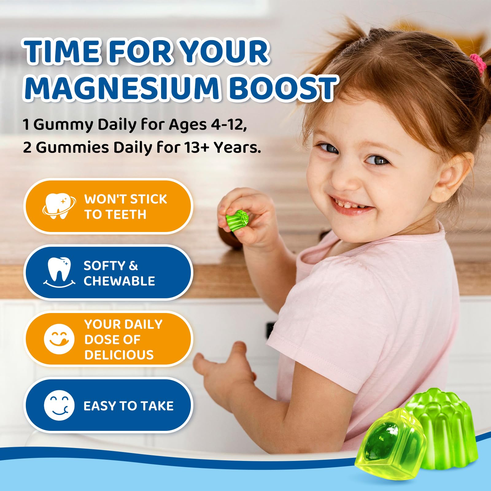 Center-Filled Magnesium Gummies for Kids 300MG - Magnesium Glycinate Gummies with L-theanine, Omega-3, Vitamin B6, D for Kids & Adults, Supplement for Sleep, Calm & Muscle Relaxation - Apple & Kiwi CNCHEFAu supplements