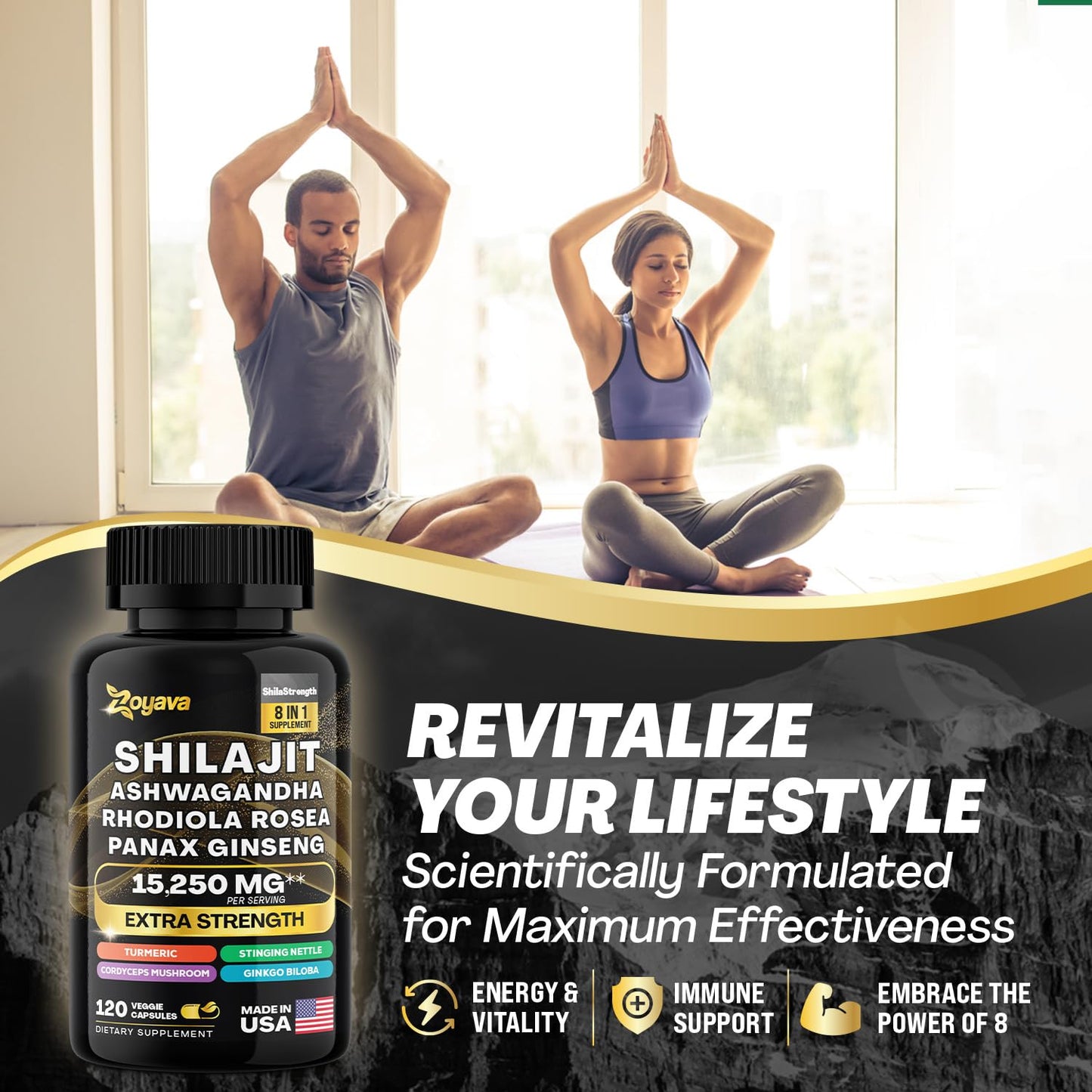Zoyava Shilajit 9000MG Radiant Health Blend Ashwagandha 2000MG Rhodiola Rosea ZoyavaUS supplements