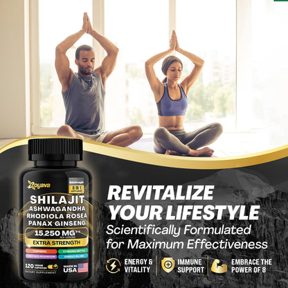 Zoyava Shilajit 9000MG Radiant Health Blend Ashwagandha 2000MG Rhodiola Rosea ZoyavaUS supplements