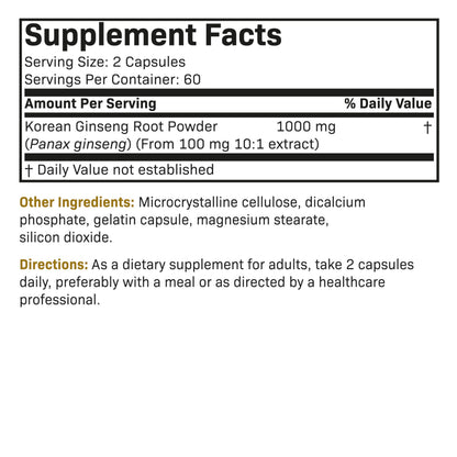 Futurebiotics Korean Panax Ginseng 1000 MG Per Serving Energy, Memory & Brain Health FuturebioticsUS supplements