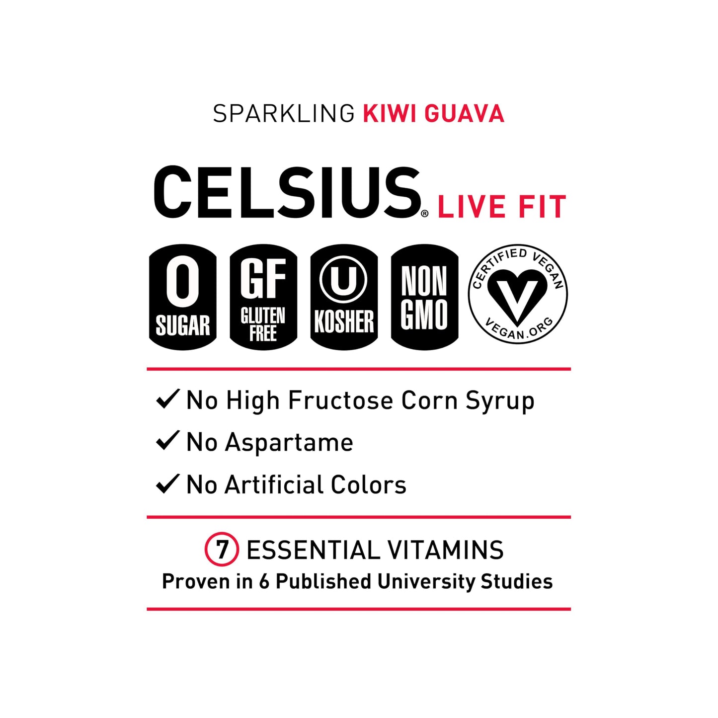 CELSIUS Sparkling Kiwi Guava, Functional Essential Energy Drink 12 Fl Oz (Pack of 12) CELSIUSUS supplements