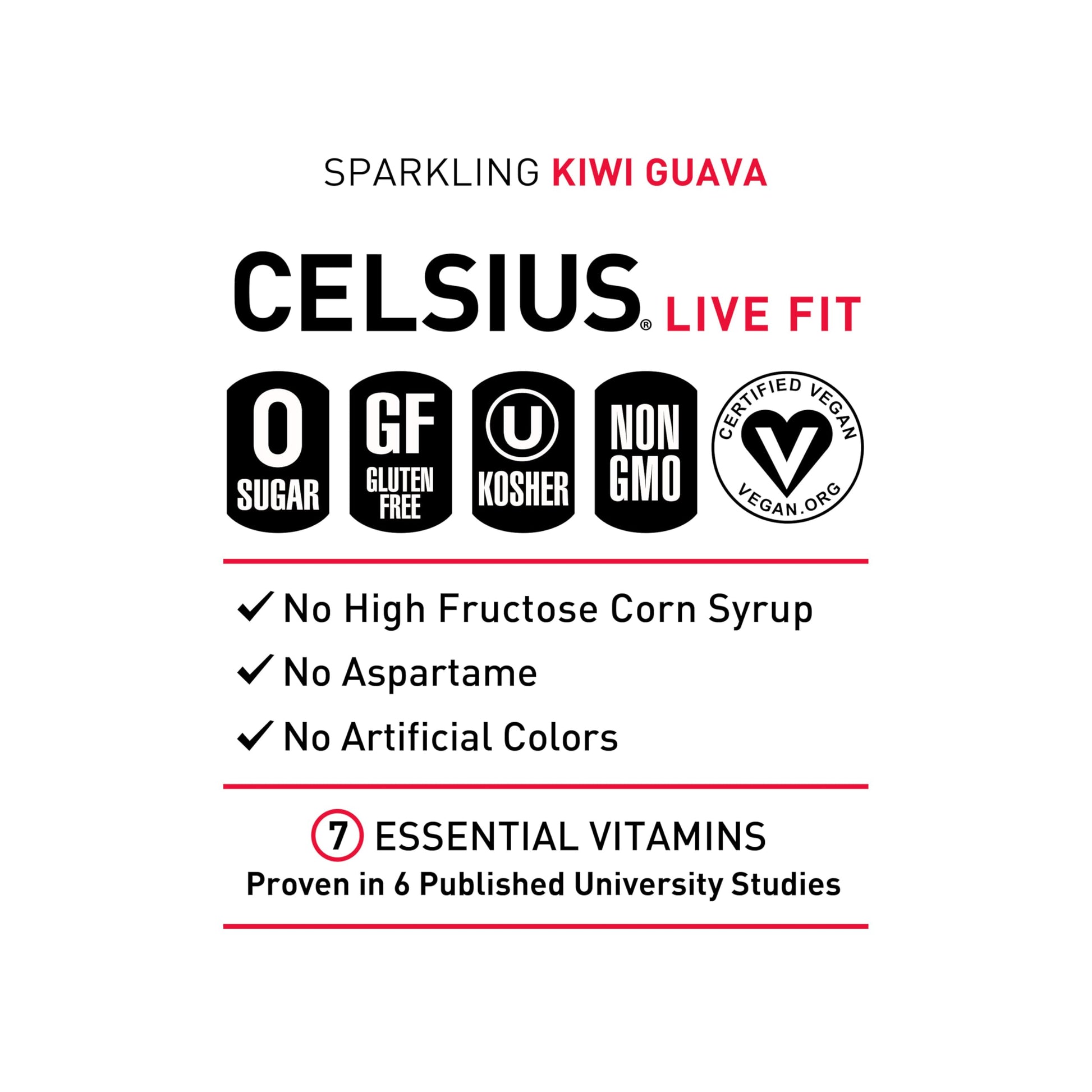 CELSIUS Sparkling Kiwi Guava, Functional Essential Energy Drink 12 Fl Oz (Pack of 12) CELSIUSUS supplements