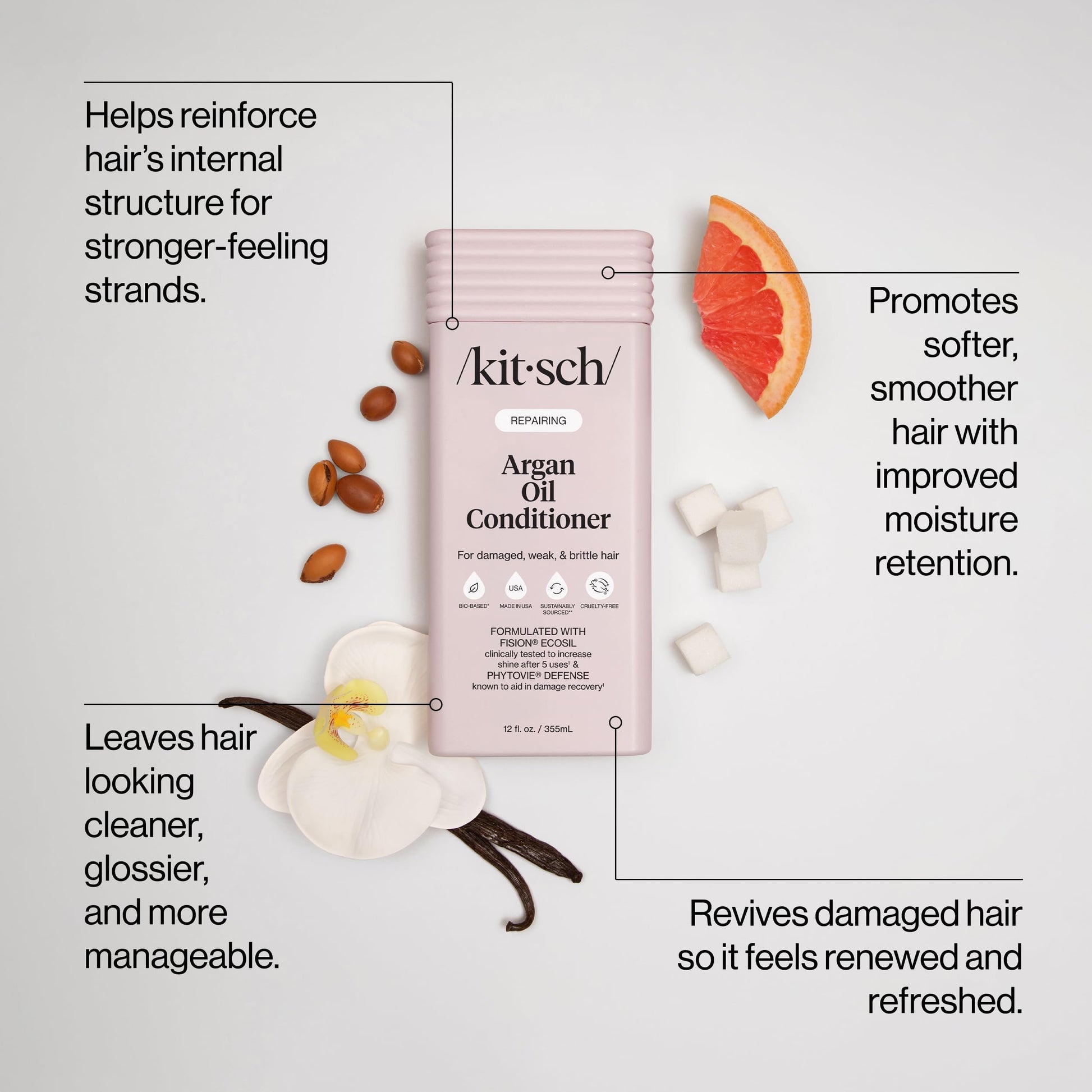 Kitsch Repairing Argan Oil Liquid Conditioner for Women & Men – Argan Oil for Hair, For Shine, Smoothness & Damage Recovery, Hair Repair – Clean, Color-Safe Hair Care - 12.3 oz KitschAu supplements