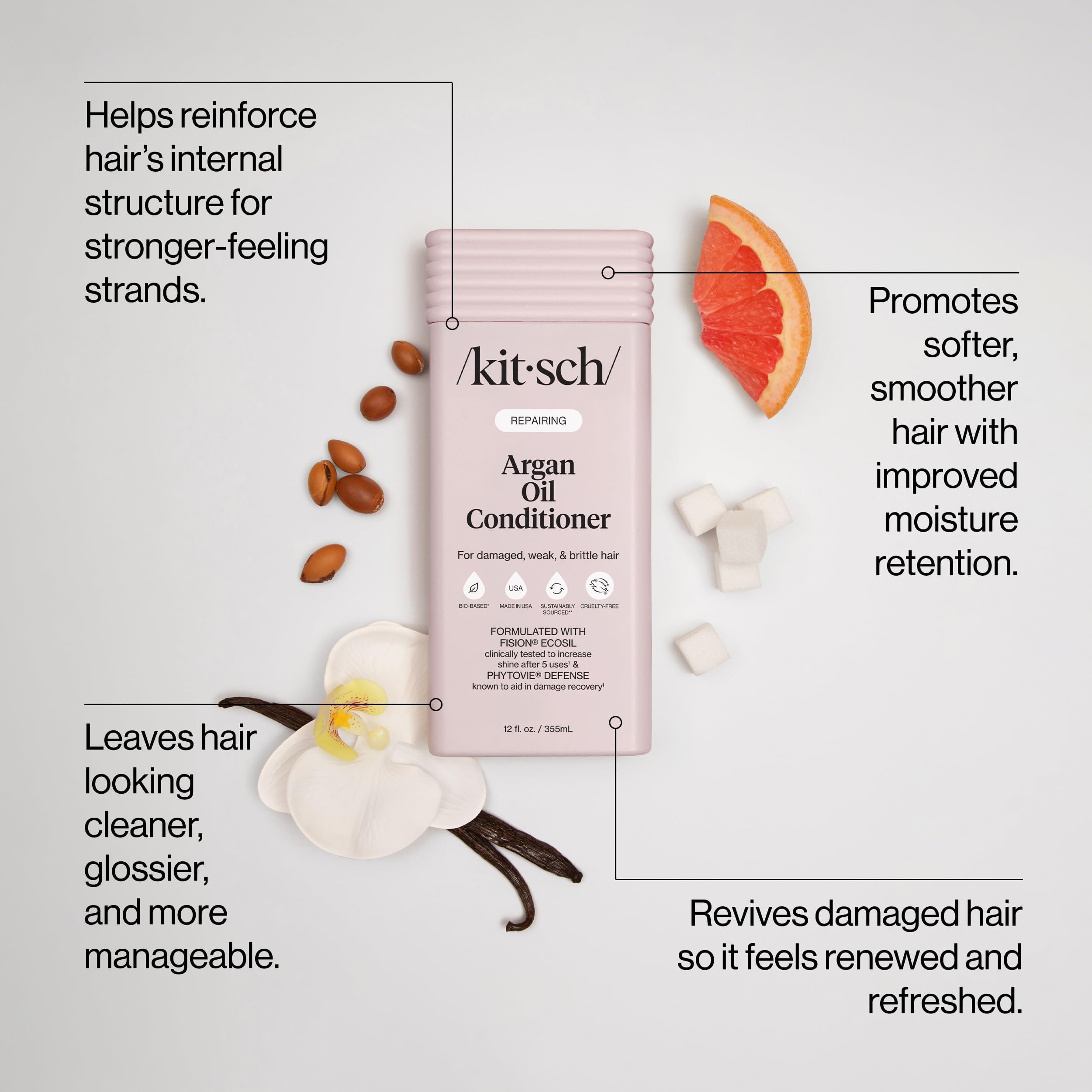 Kitsch Repairing Argan Oil Liquid Conditioner for Women & Men – Argan Oil for Hair, For Shine, Smoothness & Damage Recovery, Hair Repair – Clean, Color-Safe Hair Care - 12.3 oz KitschAu supplements