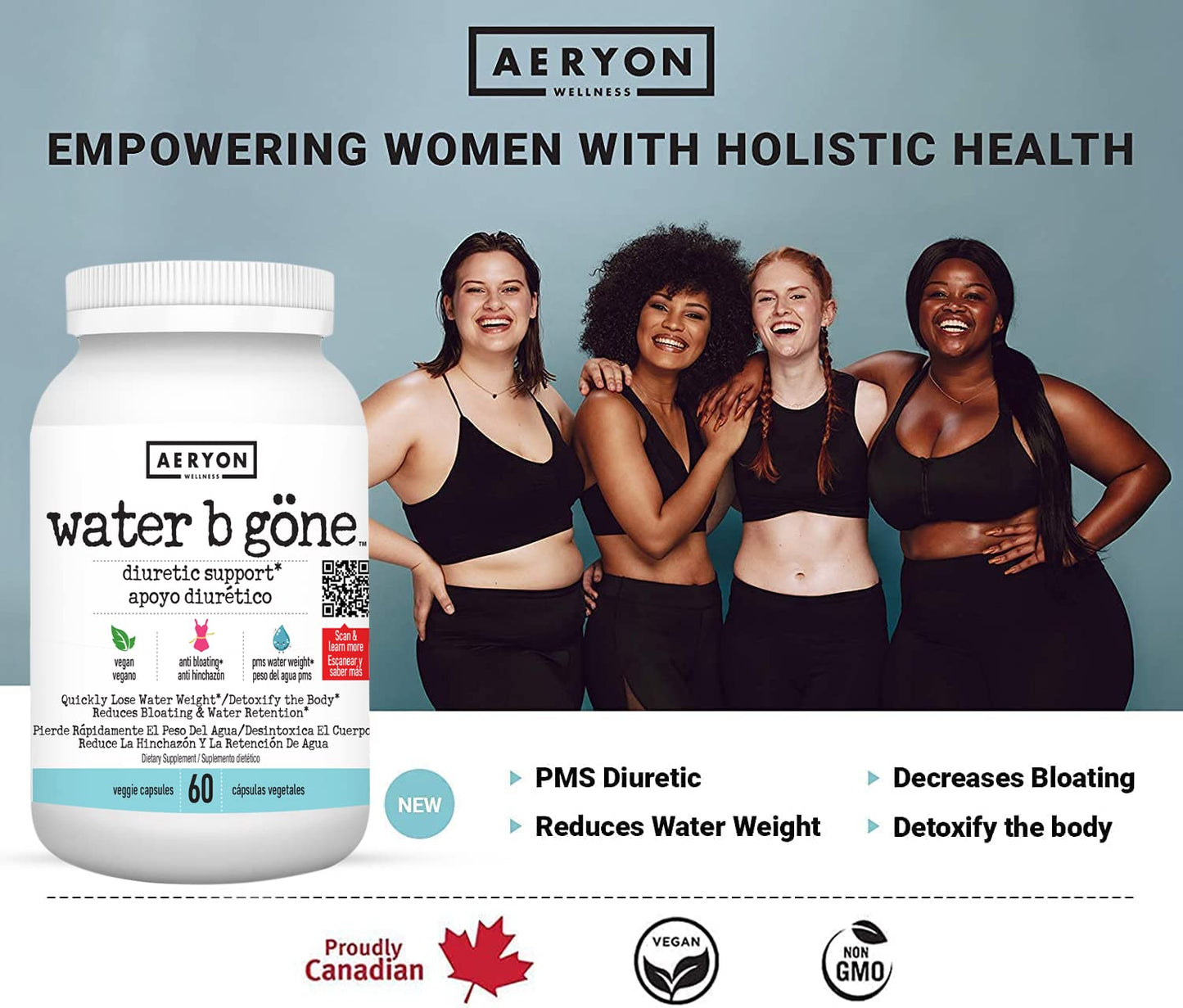 Water B Gone – Diuretic Pills for Women – Reduce Water Retention and Bloating – Find PMS Aeryon Ashlie WellnessUS supplements
