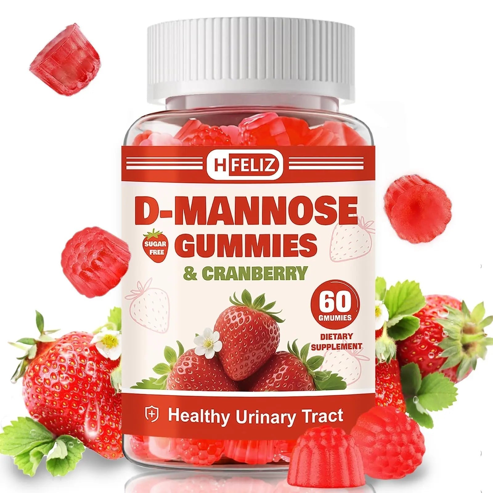 HFELIZ D Mannose with Cranberry Gummies, D-Mannose Supplements 1300mg for Women, Support Natural Urinary Tract & Bladder Health, Sugar-Free, 60 Count HFELIZAu supplements