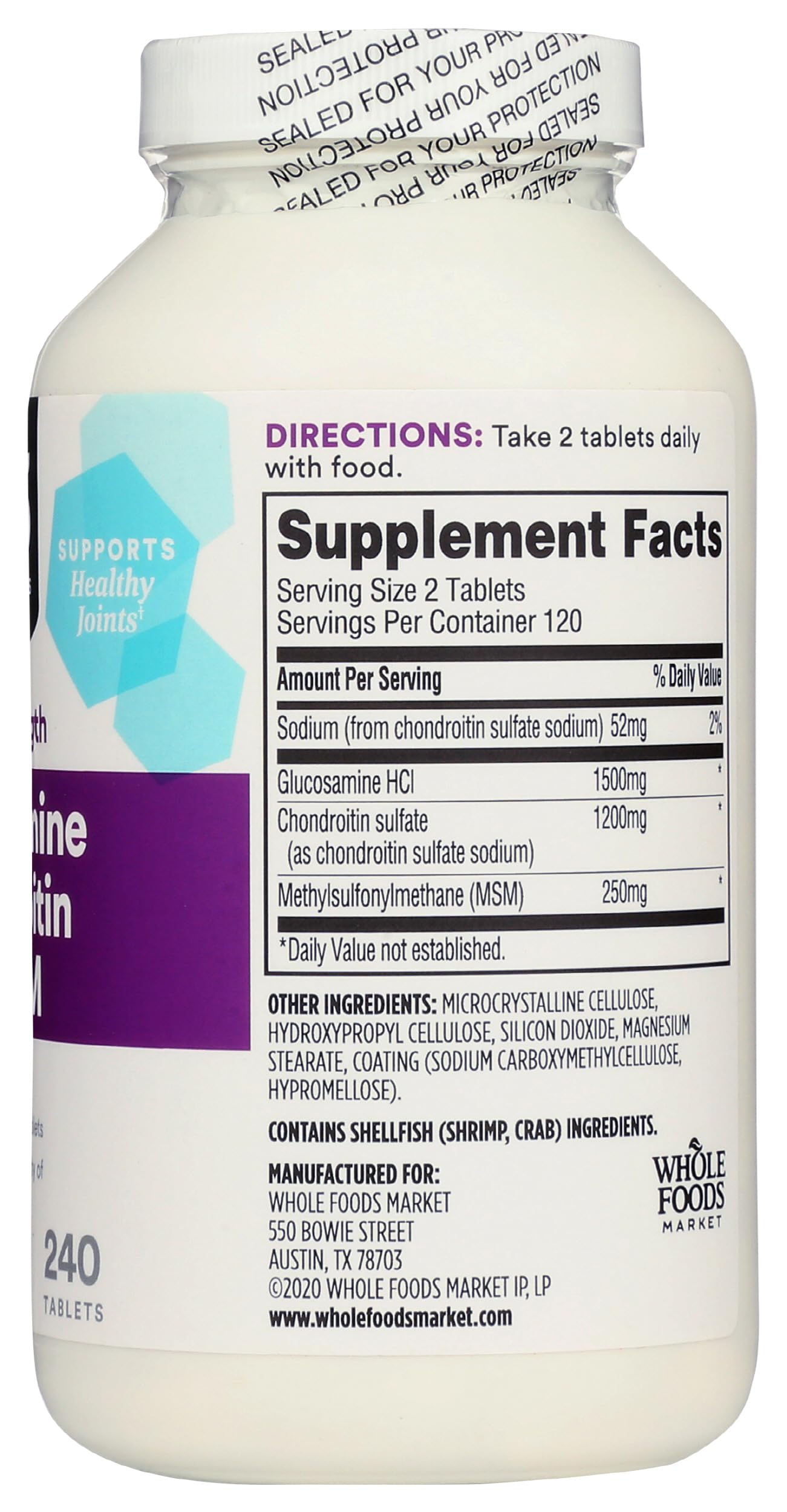 365 by Whole Foods Market, Glucosamine Chondroitin X Strength MSM, 240 Tablets 365 by Whole Foods MarketAu supplements